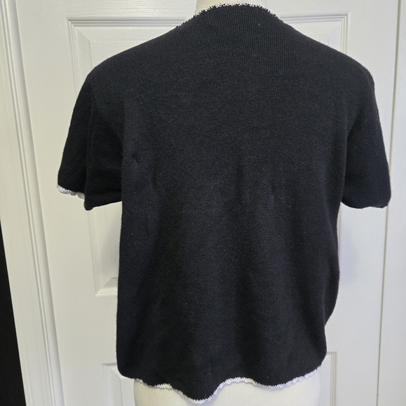 Vintage Y2K black and white Worthingon embroidered beaded short sleeved cardigan - Picture 2 of 6